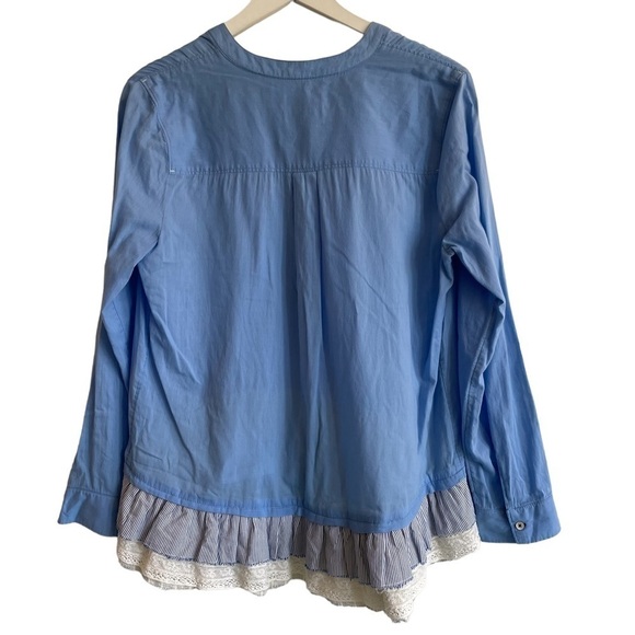 Holding Horses Blue Ruffle Hem Larkin Top, Size S - Picture 5 of 6